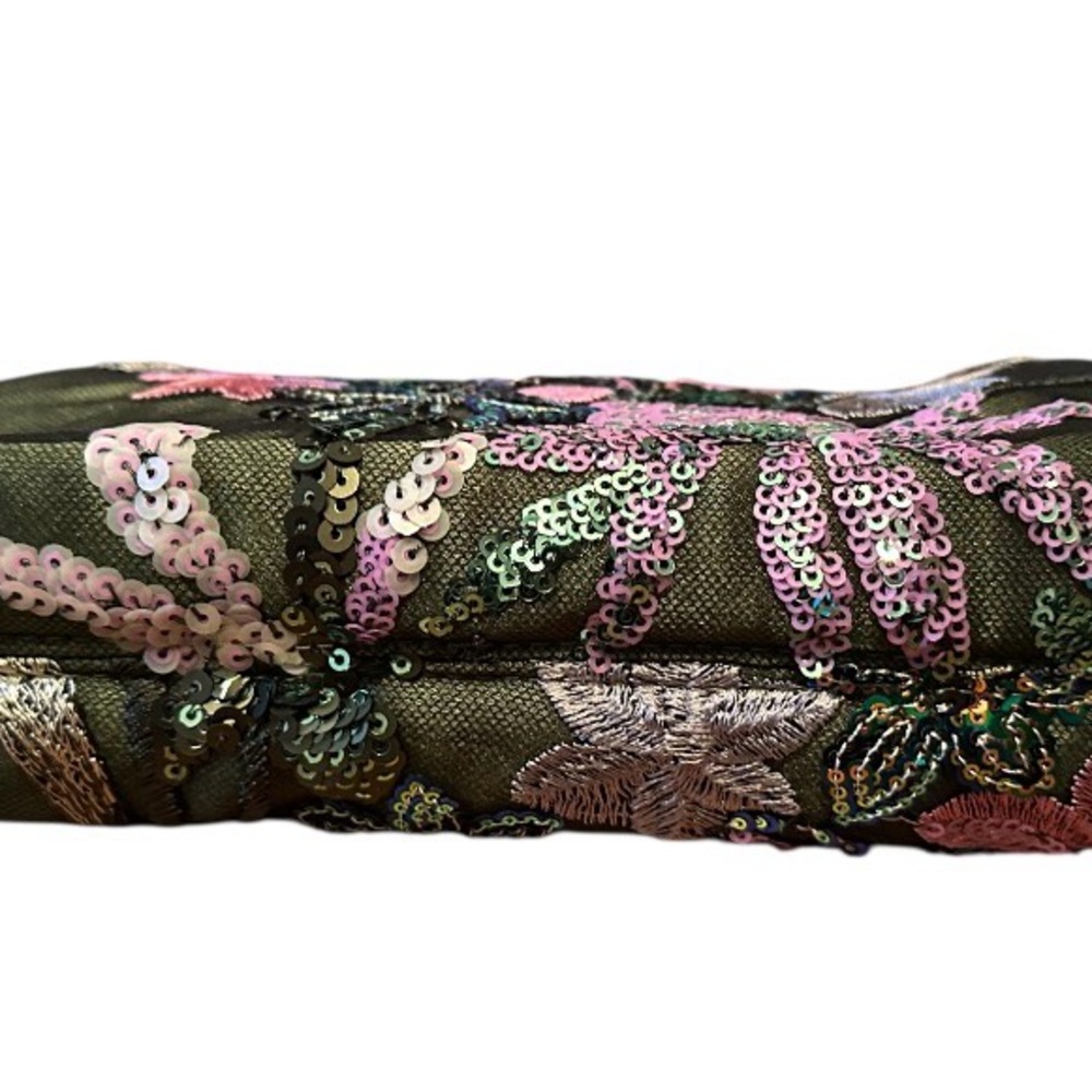 New Elegant Floral Embroidered Clutch or Shoulder Bag Glamorous Sequined - Picture 7 of 7